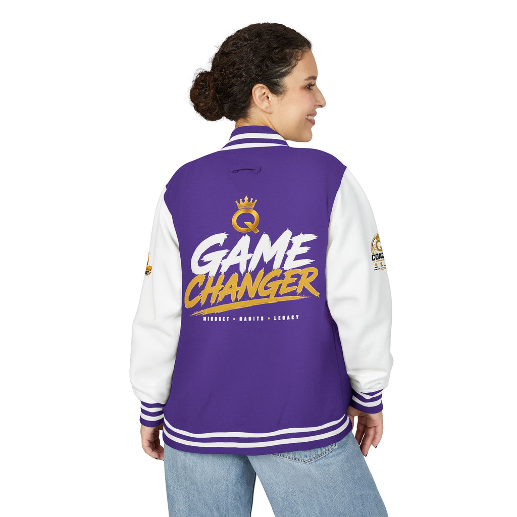 Letterman Jacket - "Game Changer" Red & White Varsity Jacket with Crown Q Logo