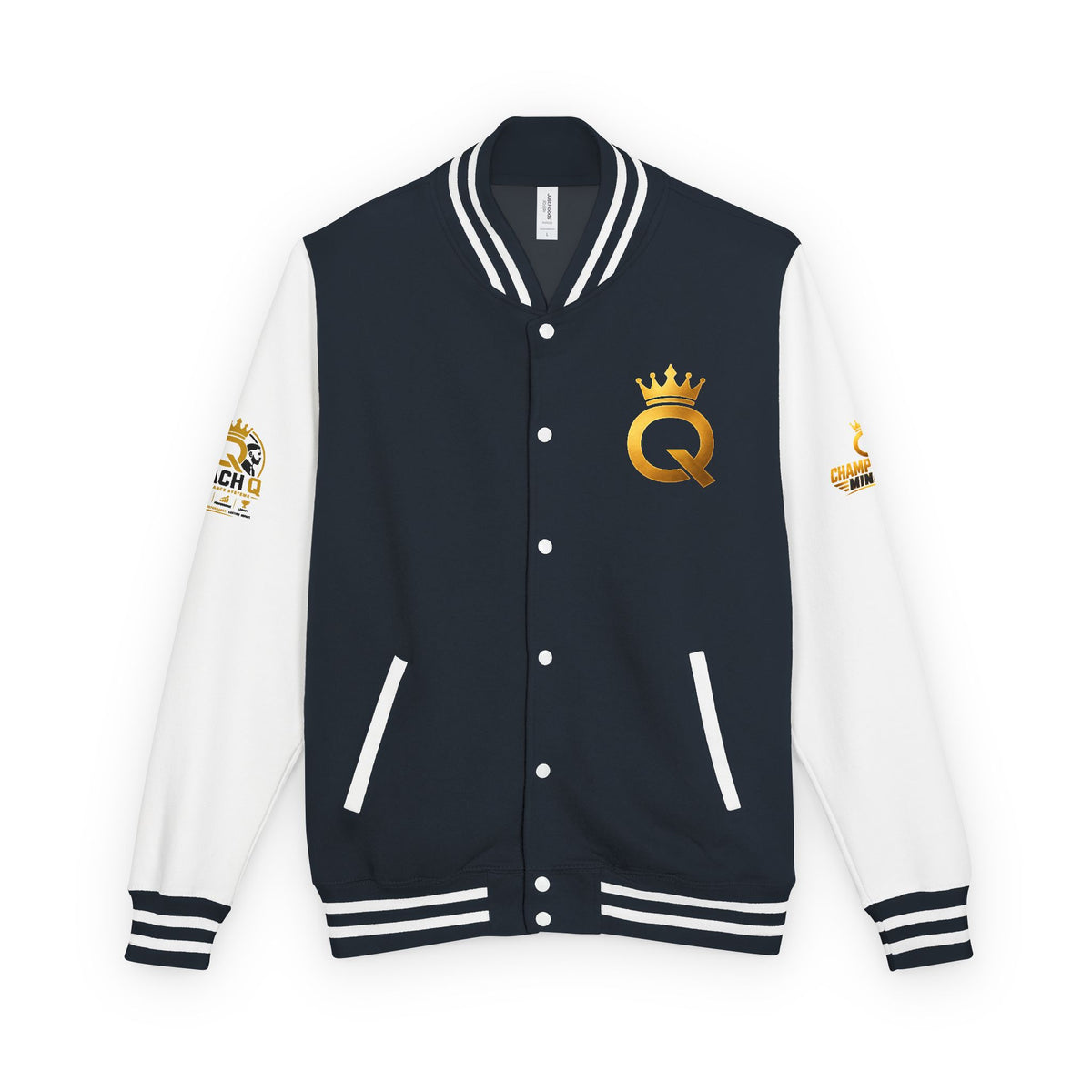 Letterman Jacket - "Game Changer" Red & White Varsity Jacket with Crown Q Logo