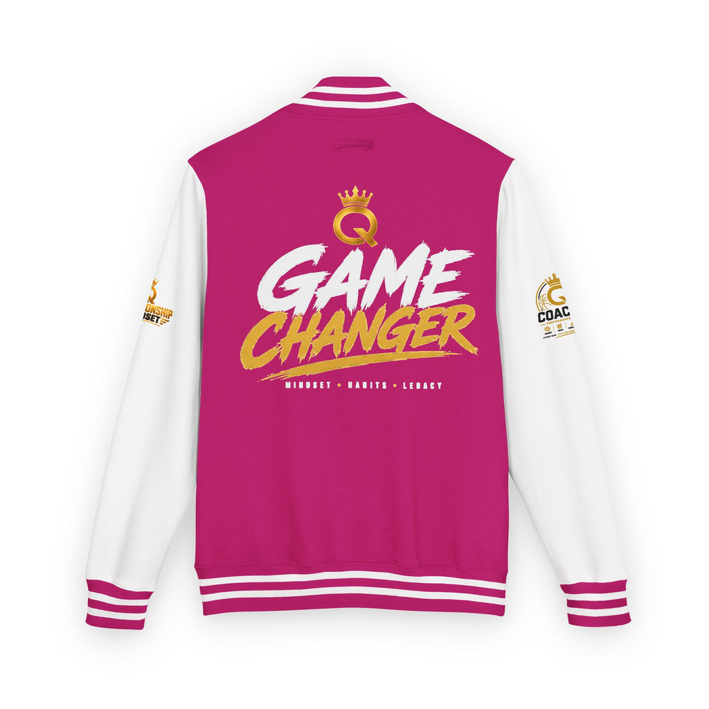 Letterman Jacket - "Game Changer" Red & White Varsity Jacket with Crown Q Logo