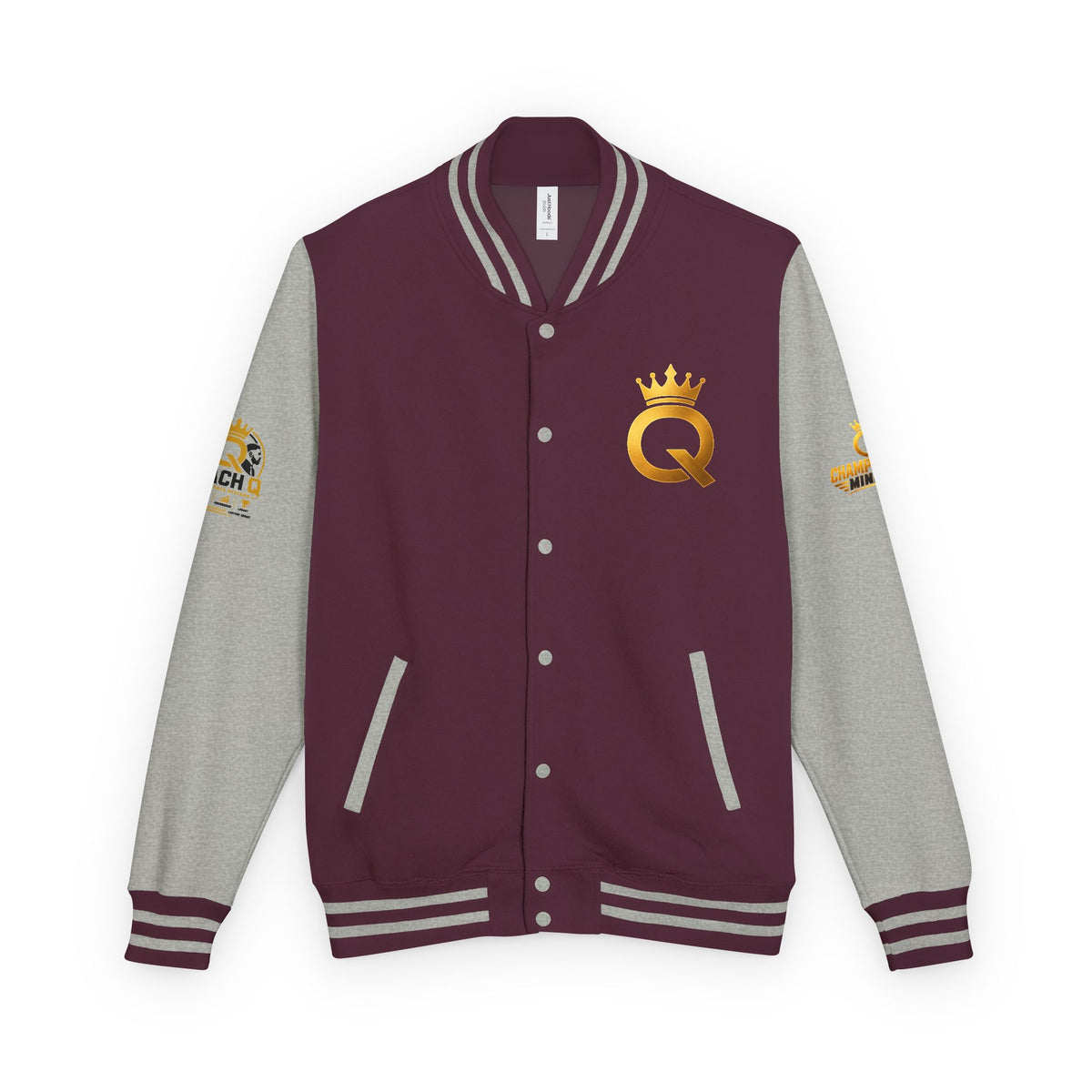 Letterman Jacket - "Game Changer" Red & White Varsity Jacket with Crown Q Logo
