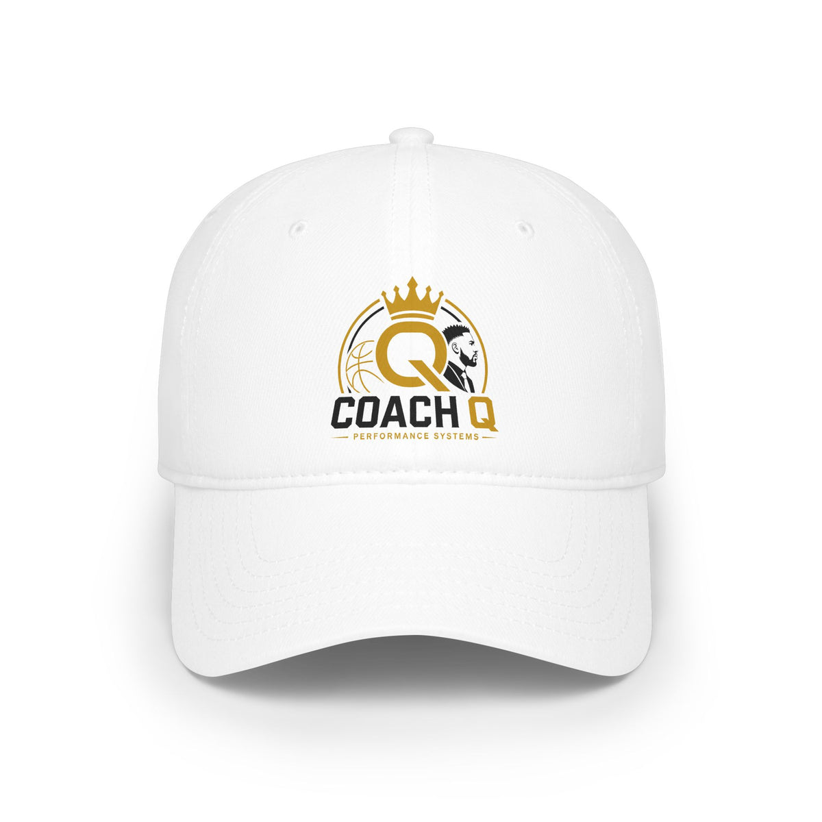 Coach Q Embroidered Baseball Cap — Low Profile Dad Hat with Gold Crown Logo