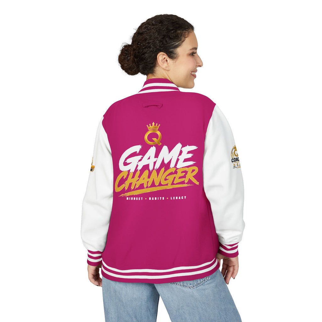 Letterman Jacket - "Game Changer" Red & White Varsity Jacket with Crown Q Logo