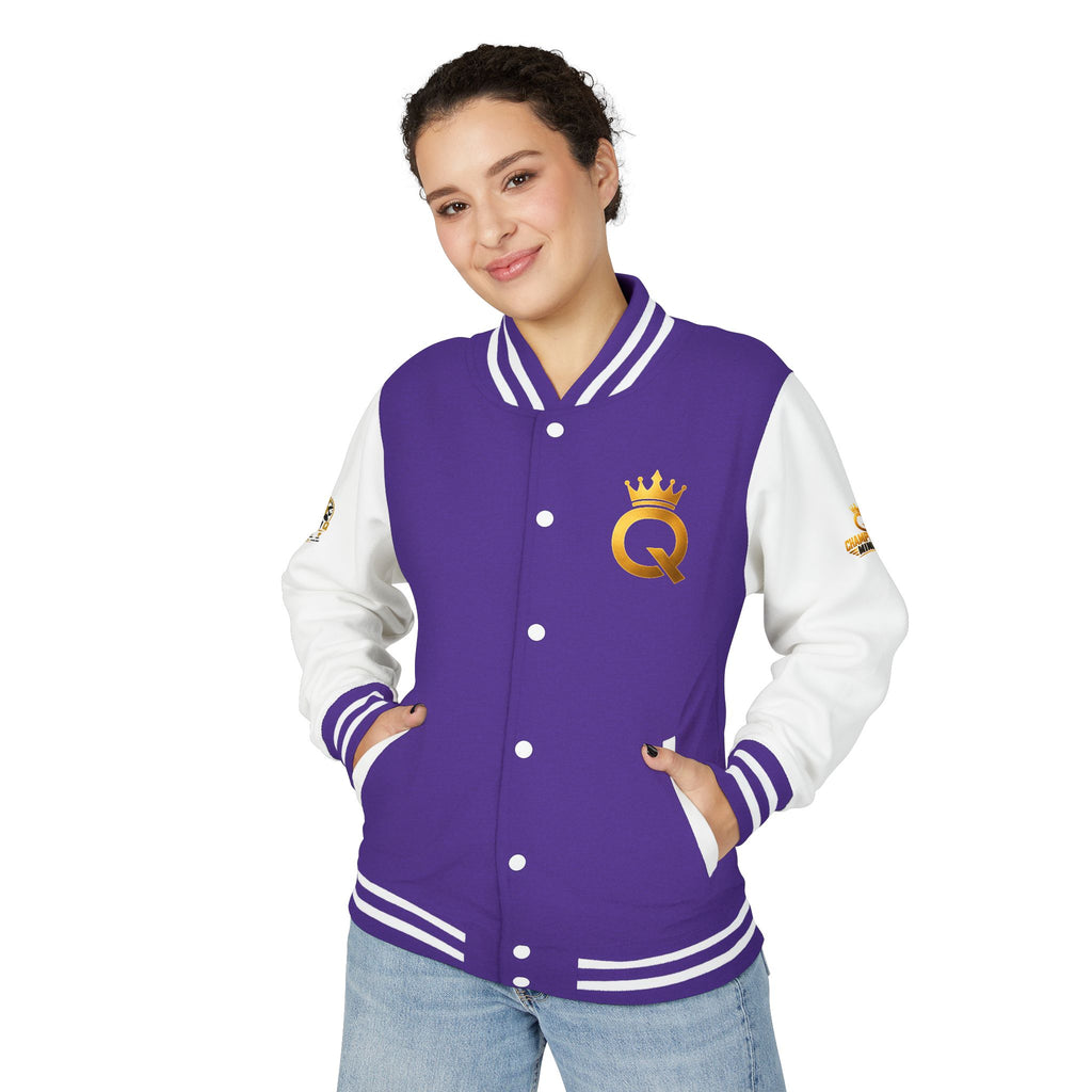 Letterman Jacket - "Game Changer" Red & White Varsity Jacket with Crown Q Logo