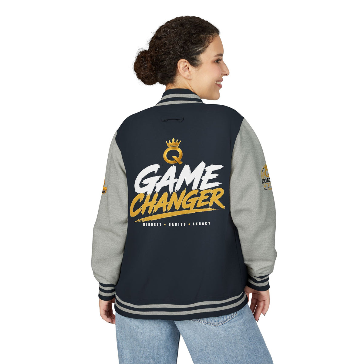 Letterman Jacket - "Game Changer" Red & White Varsity Jacket with Crown Q Logo