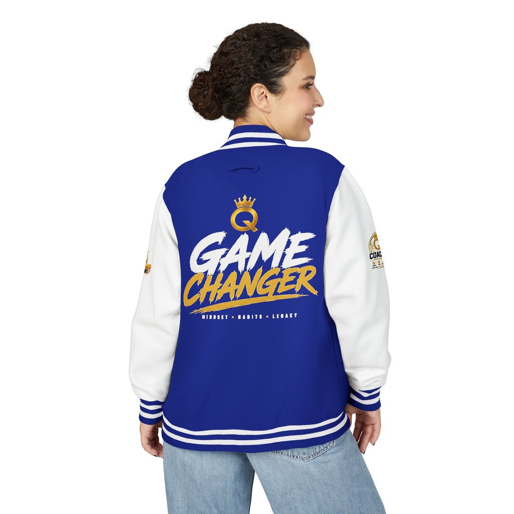 Letterman Jacket - "Game Changer" Red & White Varsity Jacket with Crown Q Logo