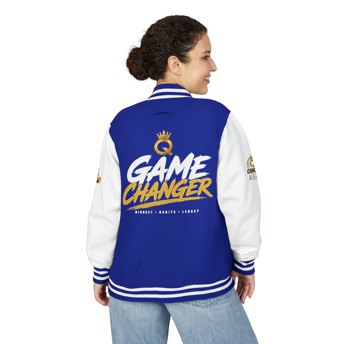 Letterman Jacket - "Game Changer" Red & White Varsity Jacket with Crown Q Logo