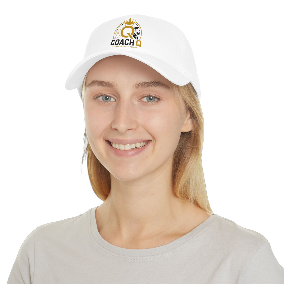 Coach Q Embroidered Baseball Cap — Low Profile Dad Hat with Gold Crown Logo