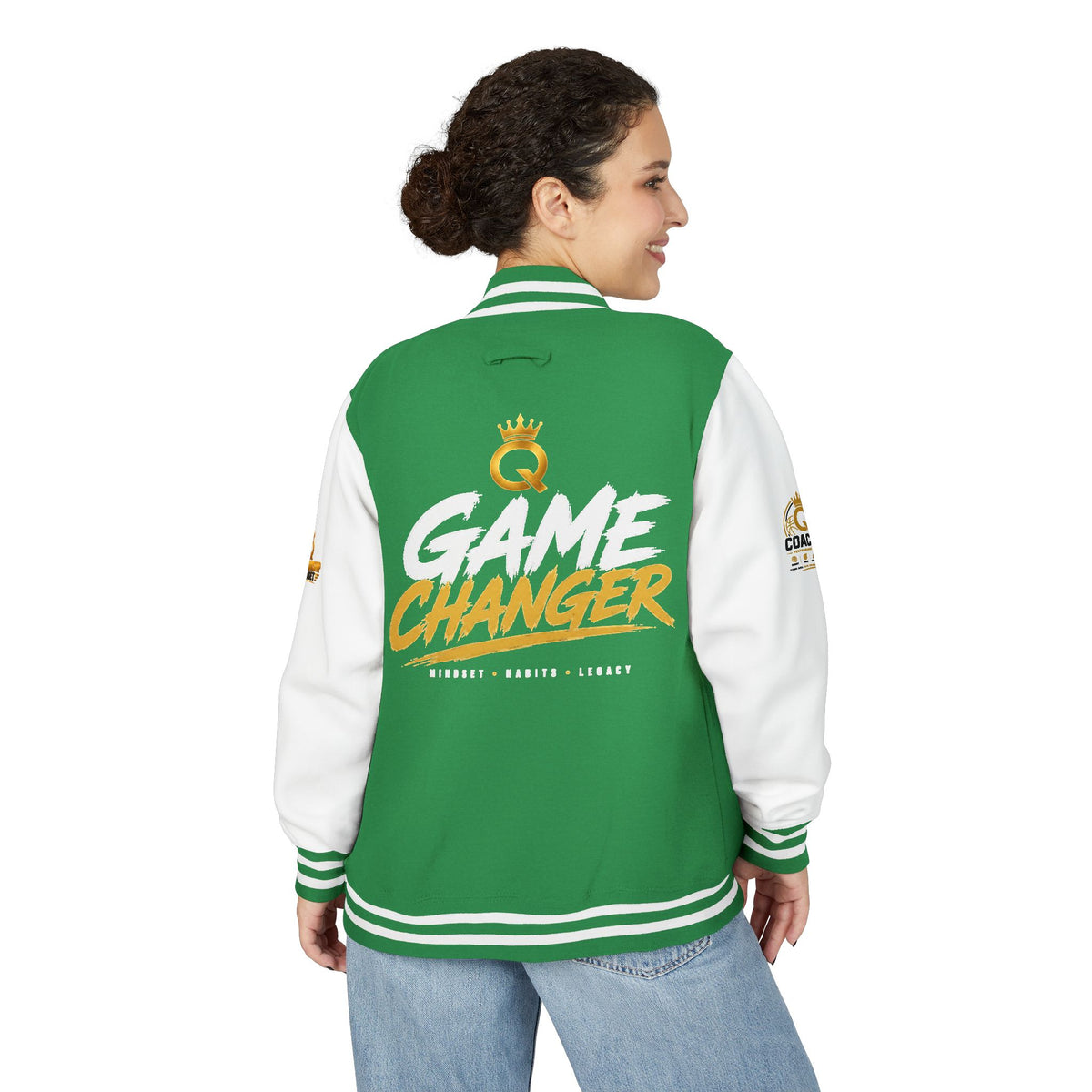 Letterman Jacket - "Game Changer" Red & White Varsity Jacket with Crown Q Logo