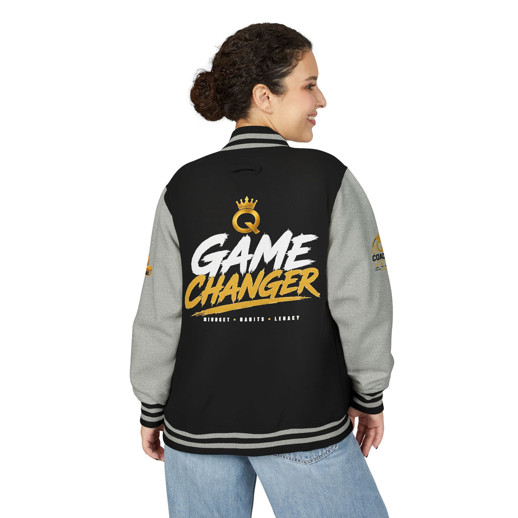 Letterman Jacket - "Game Changer" Red & White Varsity Jacket with Crown Q Logo