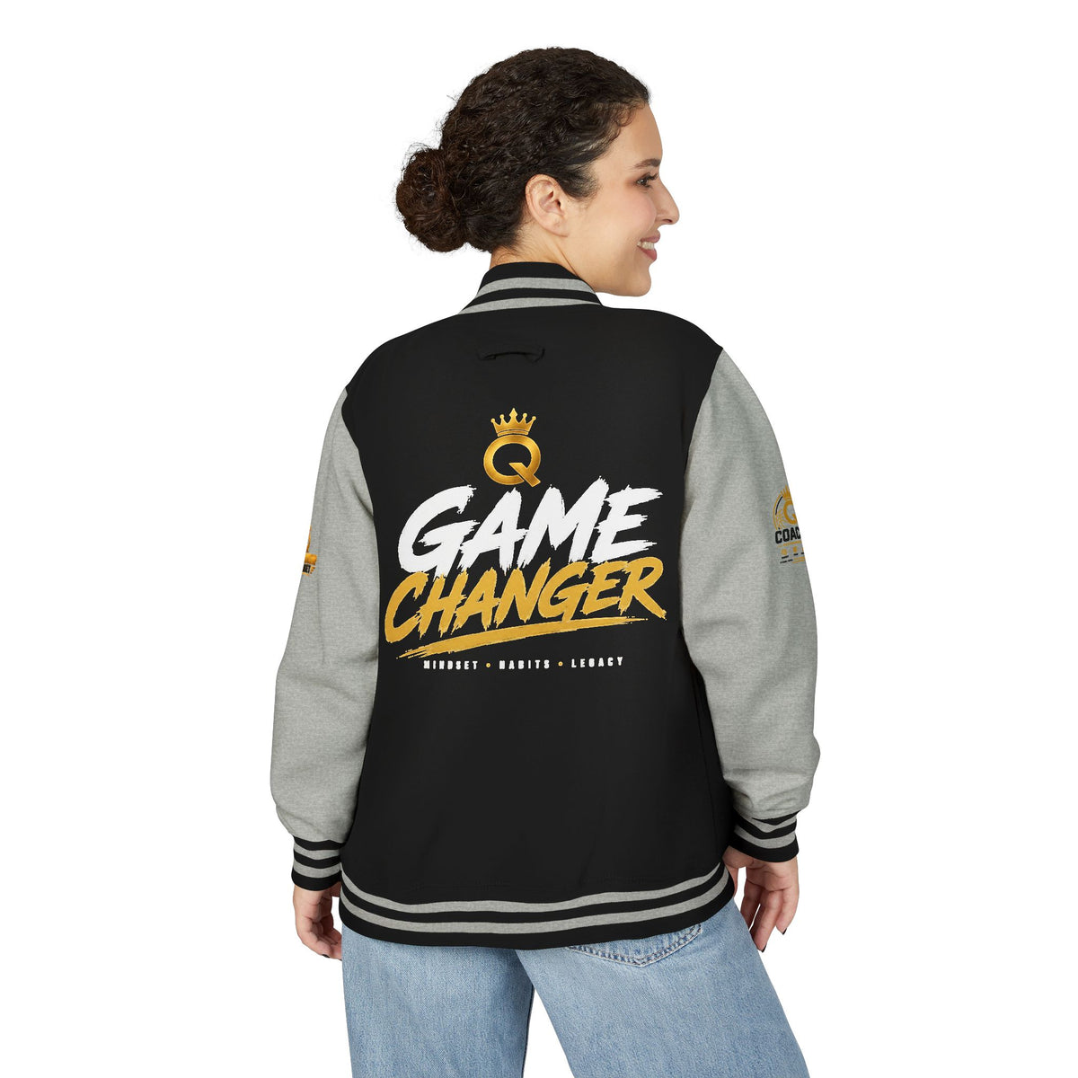 Letterman Jacket - "Game Changer" Red & White Varsity Jacket with Crown Q Logo