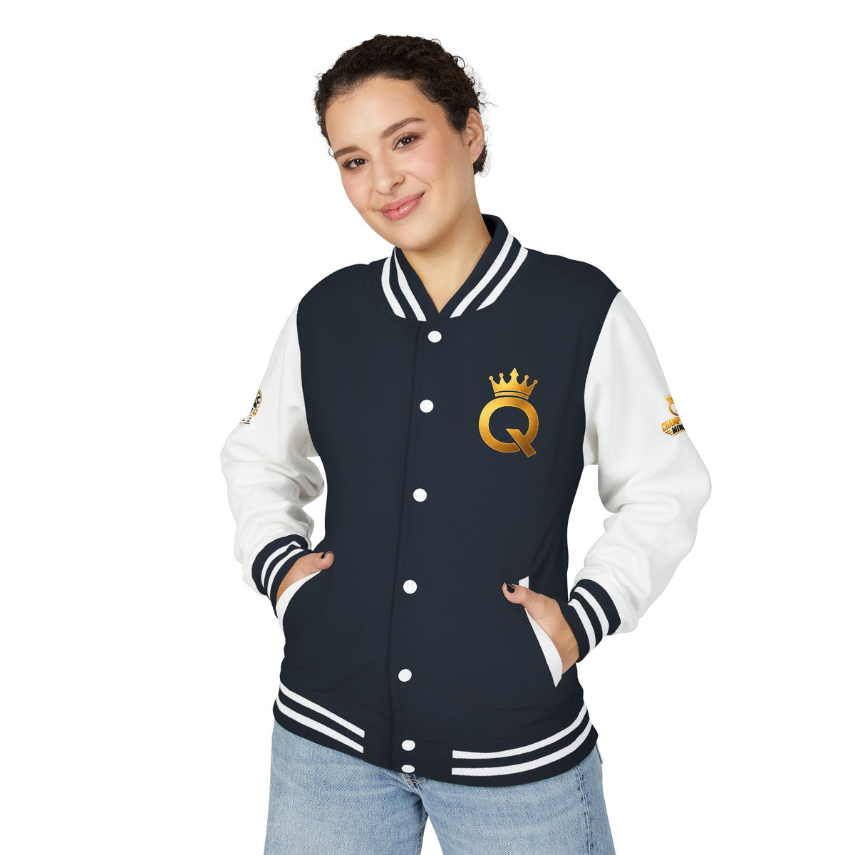 Letterman Jacket - "Game Changer" Red & White Varsity Jacket with Crown Q Logo