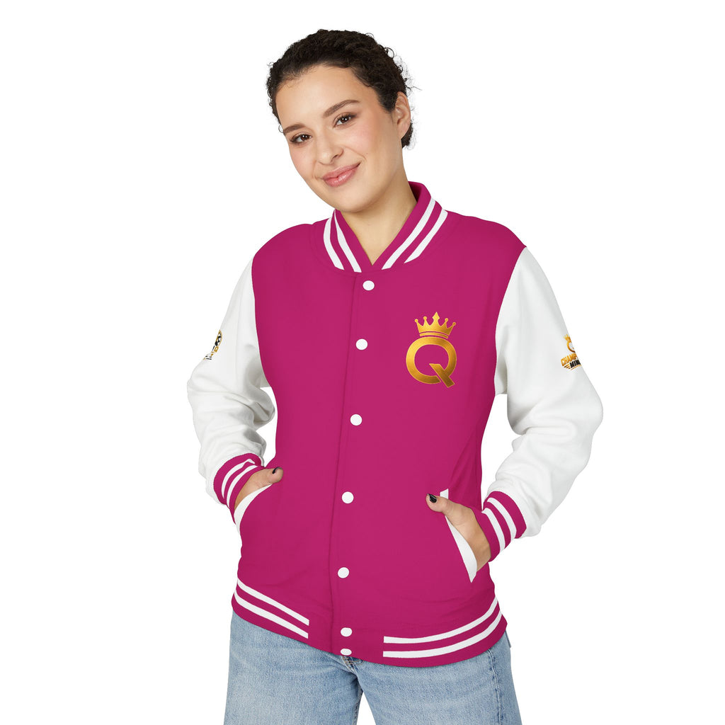 Letterman Jacket - "Game Changer" Red & White Varsity Jacket with Crown Q Logo