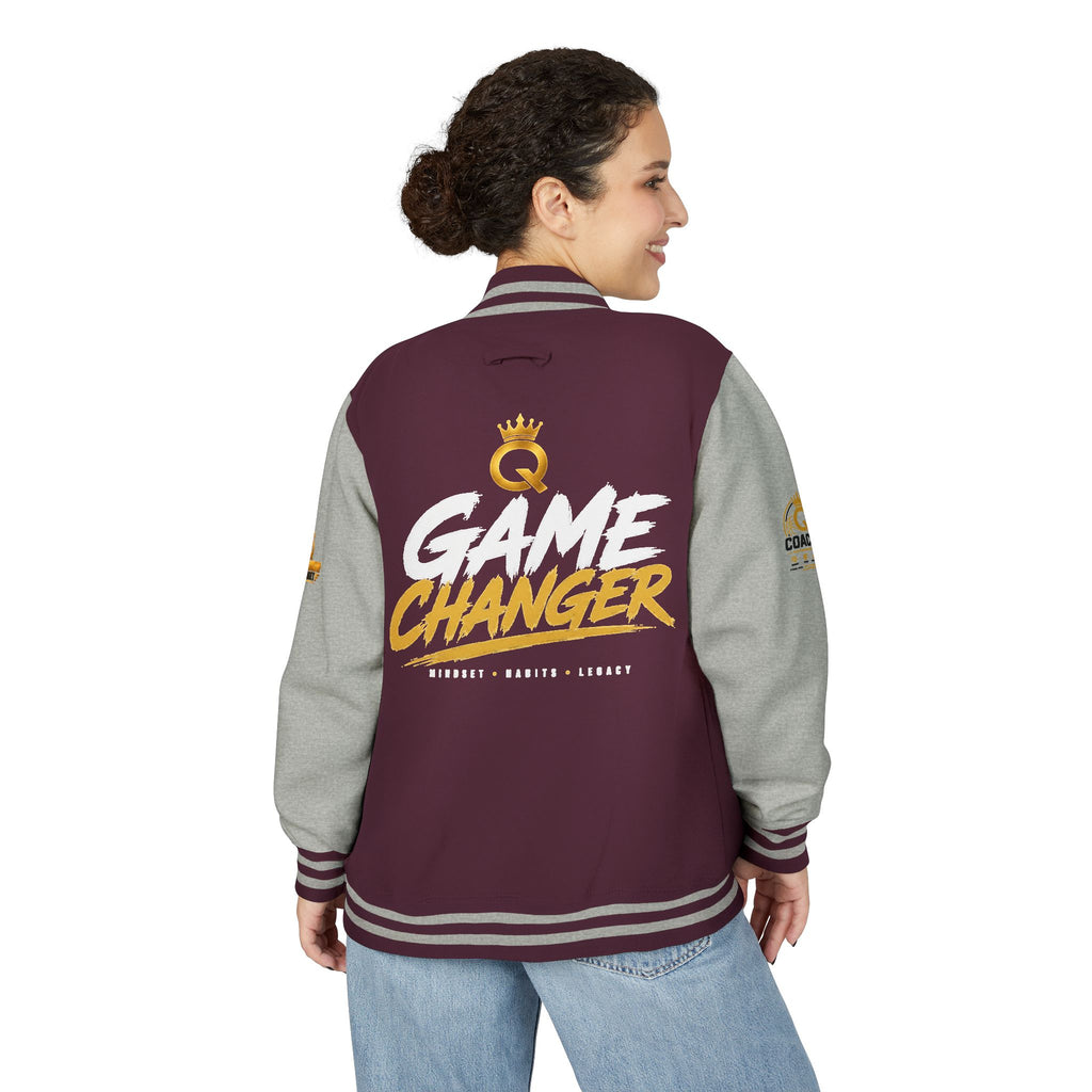 Letterman Jacket - "Game Changer" Red & White Varsity Jacket with Crown Q Logo