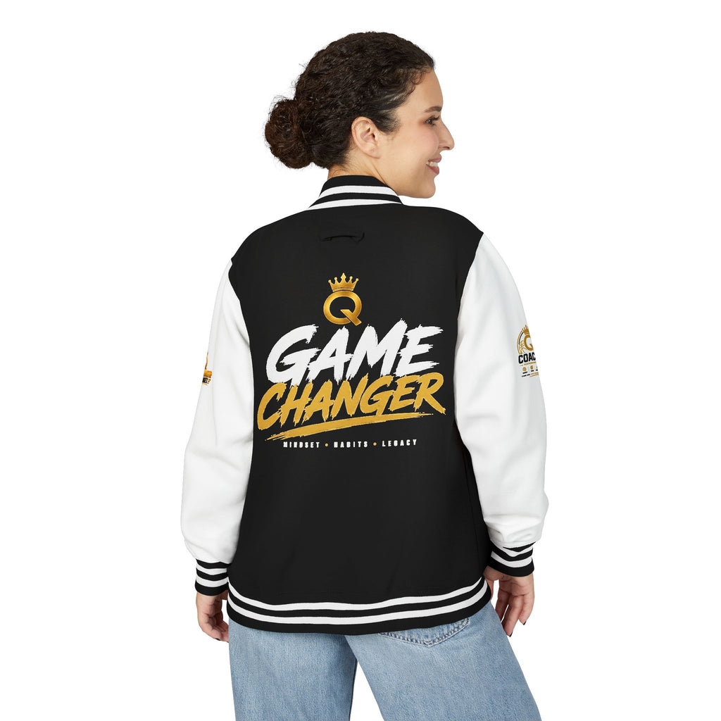 Letterman Jacket - "Game Changer" Red & White Varsity Jacket with Crown Q Logo