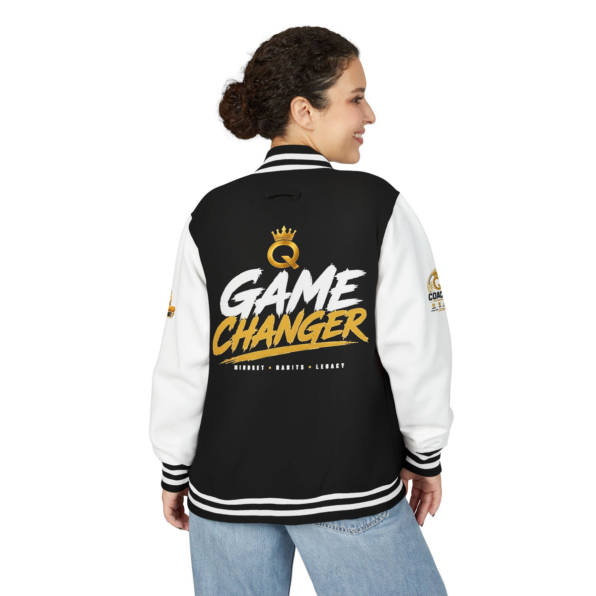 Letterman Jacket - "Game Changer" Red & White Varsity Jacket with Crown Q Logo