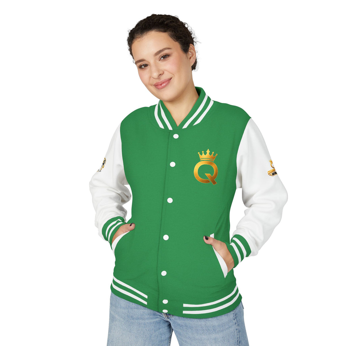 Letterman Jacket - "Game Changer" Red & White Varsity Jacket with Crown Q Logo