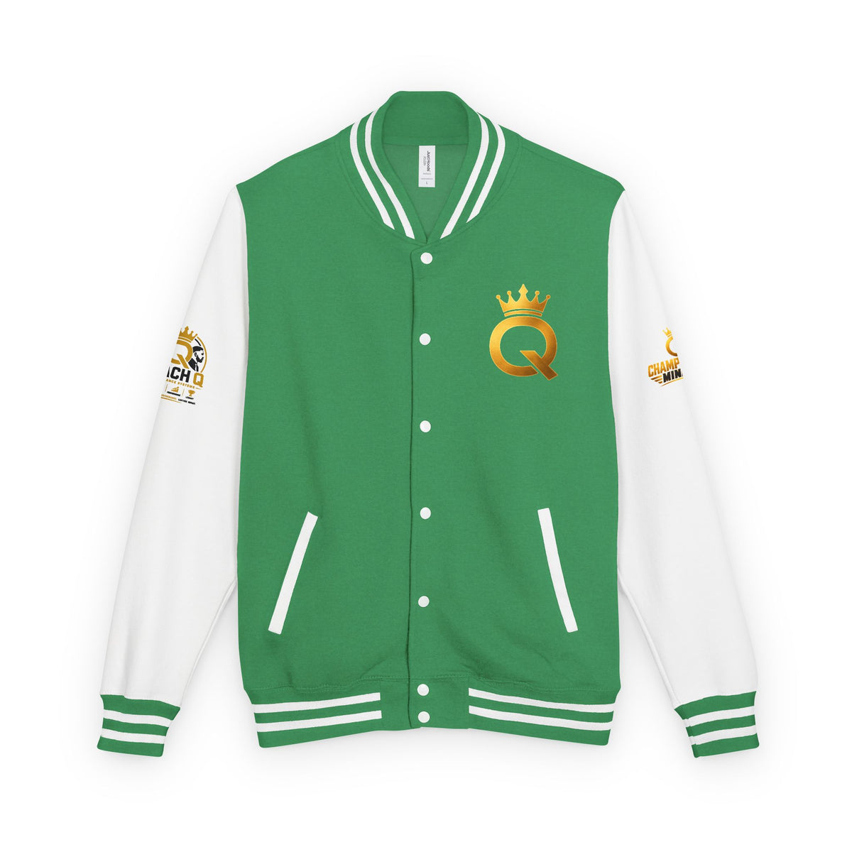 Letterman Jacket - "Game Changer" Red & White Varsity Jacket with Crown Q Logo