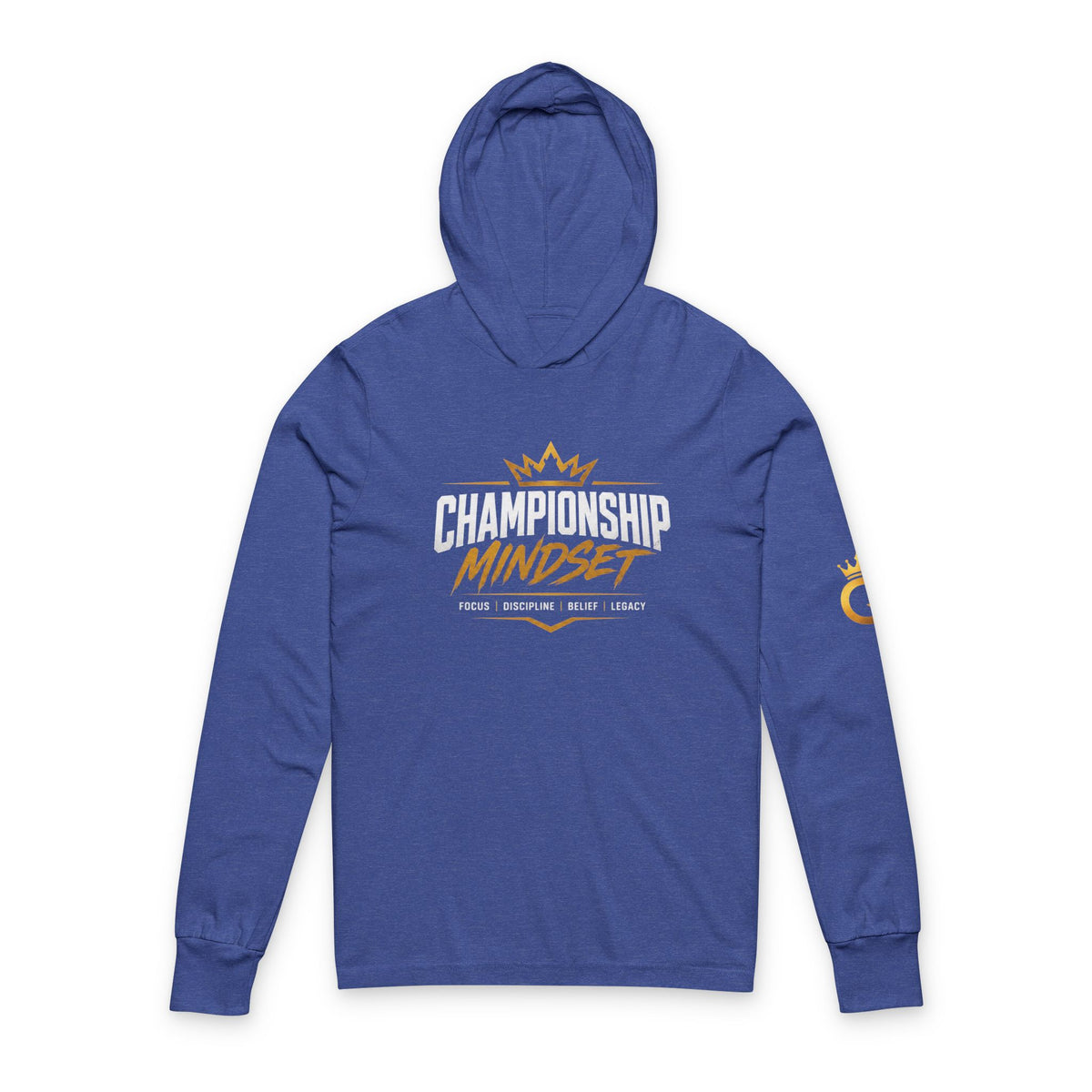 Hooded Long Sleeve Tee — "Championship Mindset" Athletic Motivational Hoodie Tee