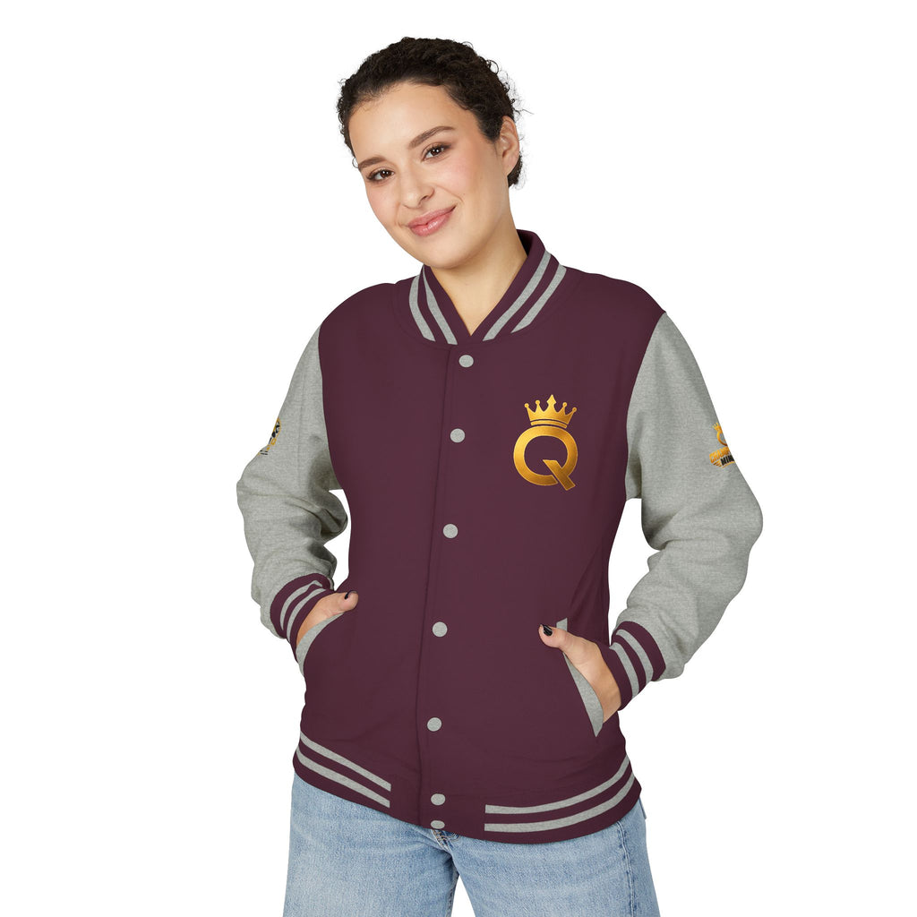 Letterman Jacket - "Game Changer" Red & White Varsity Jacket with Crown Q Logo