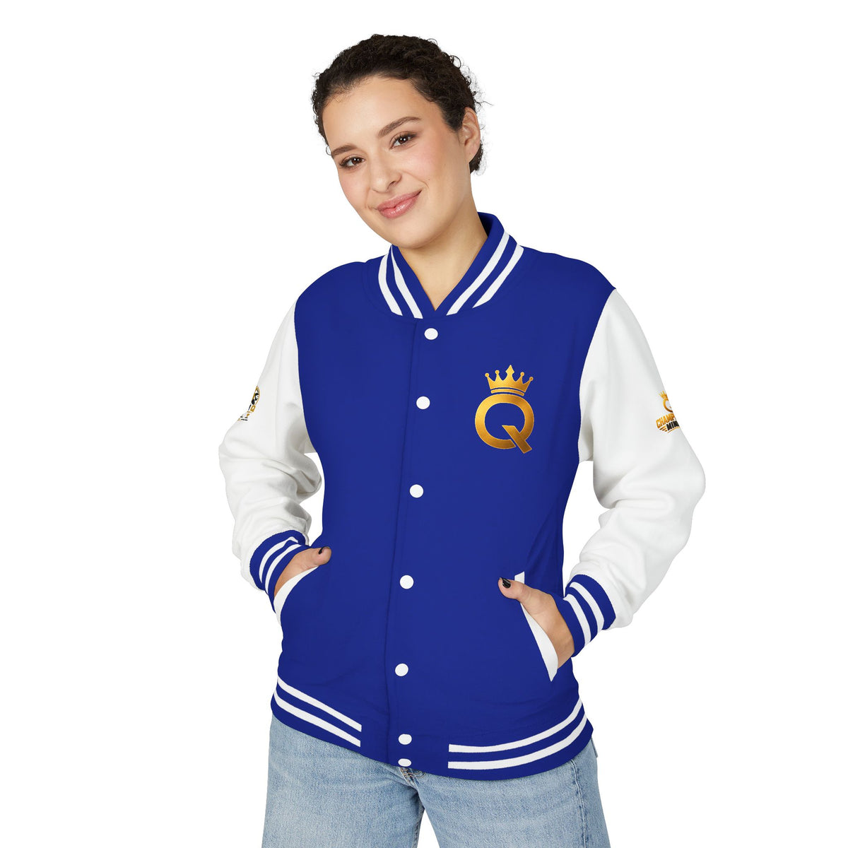 Letterman Jacket - "Game Changer" Red & White Varsity Jacket with Crown Q Logo