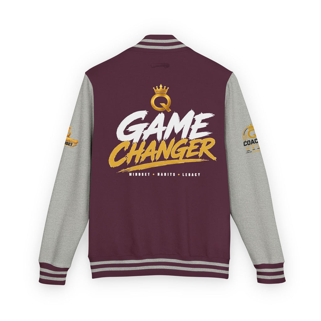 Letterman Jacket - "Game Changer" Red & White Varsity Jacket with Crown Q Logo