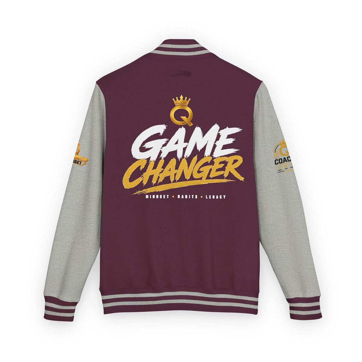 Letterman Jacket - "Game Changer" Red & White Varsity Jacket with Crown Q Logo