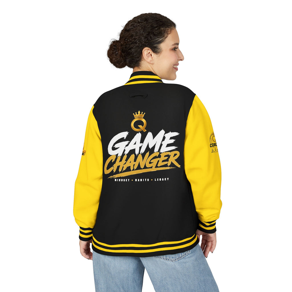 Letterman Jacket - "Game Changer" Red & White Varsity Jacket with Crown Q Logo