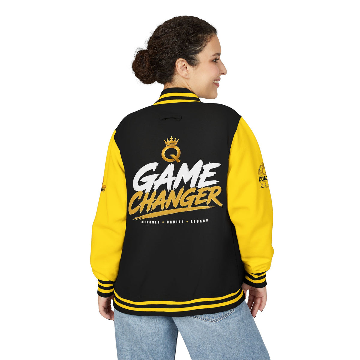 Letterman Jacket - "Game Changer" Red & White Varsity Jacket with Crown Q Logo