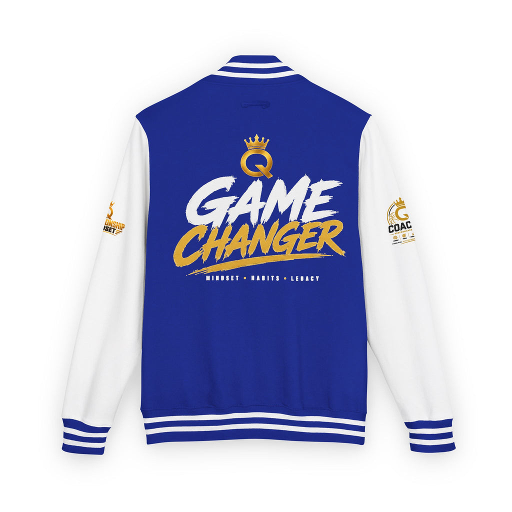 Letterman Jacket - "Game Changer" Red & White Varsity Jacket with Crown Q Logo