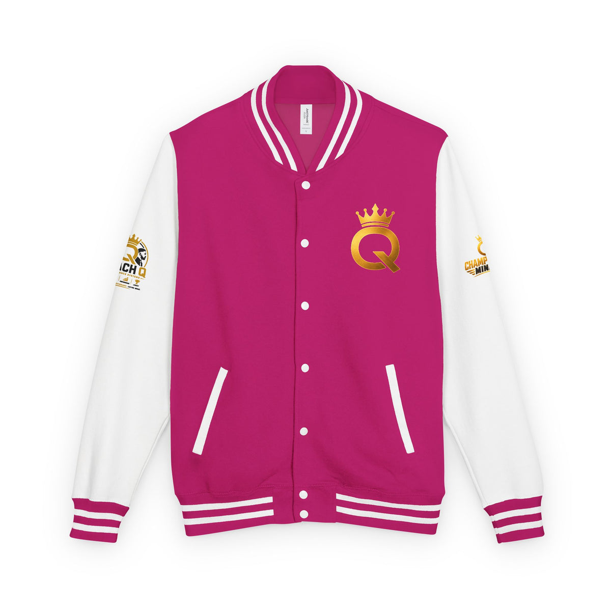 Letterman Jacket - "Game Changer" Red & White Varsity Jacket with Crown Q Logo