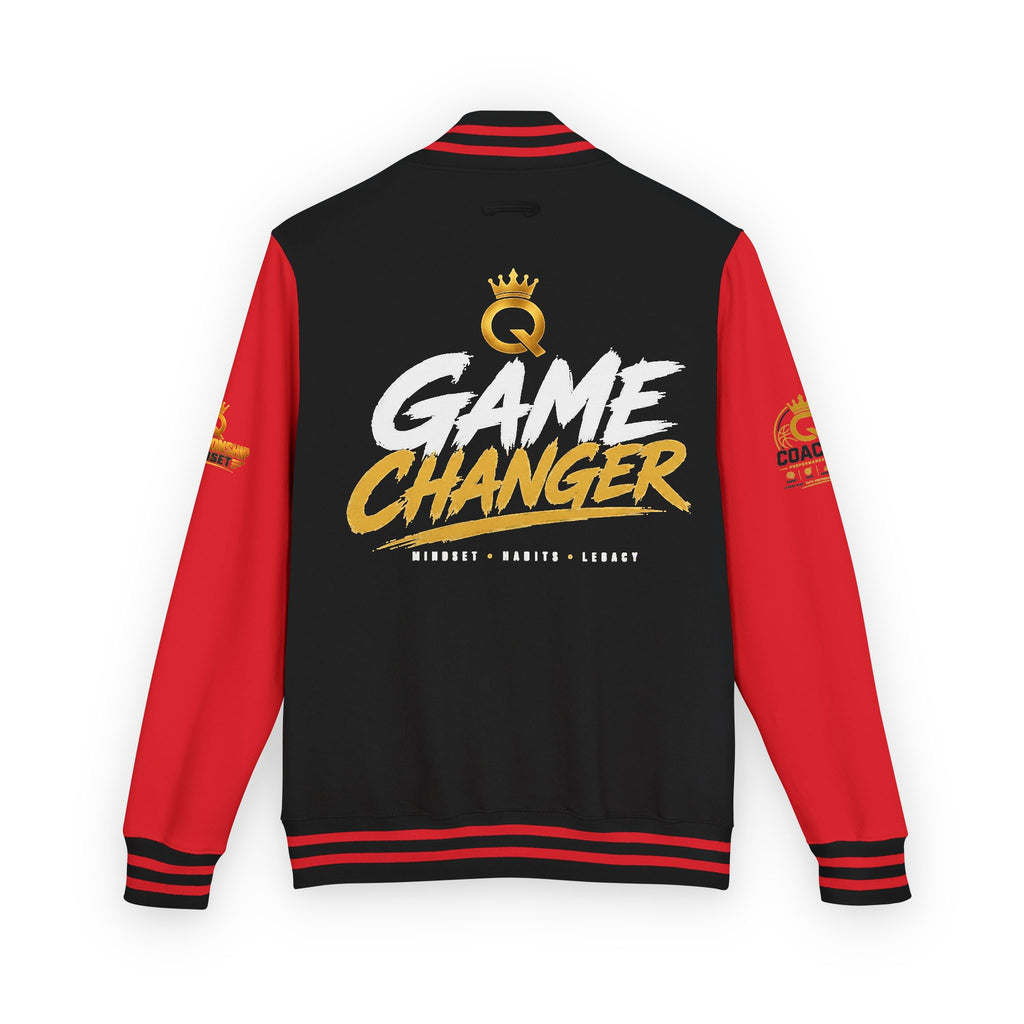 Letterman Jacket - "Game Changer" Red & White Varsity Jacket with Crown Q Logo