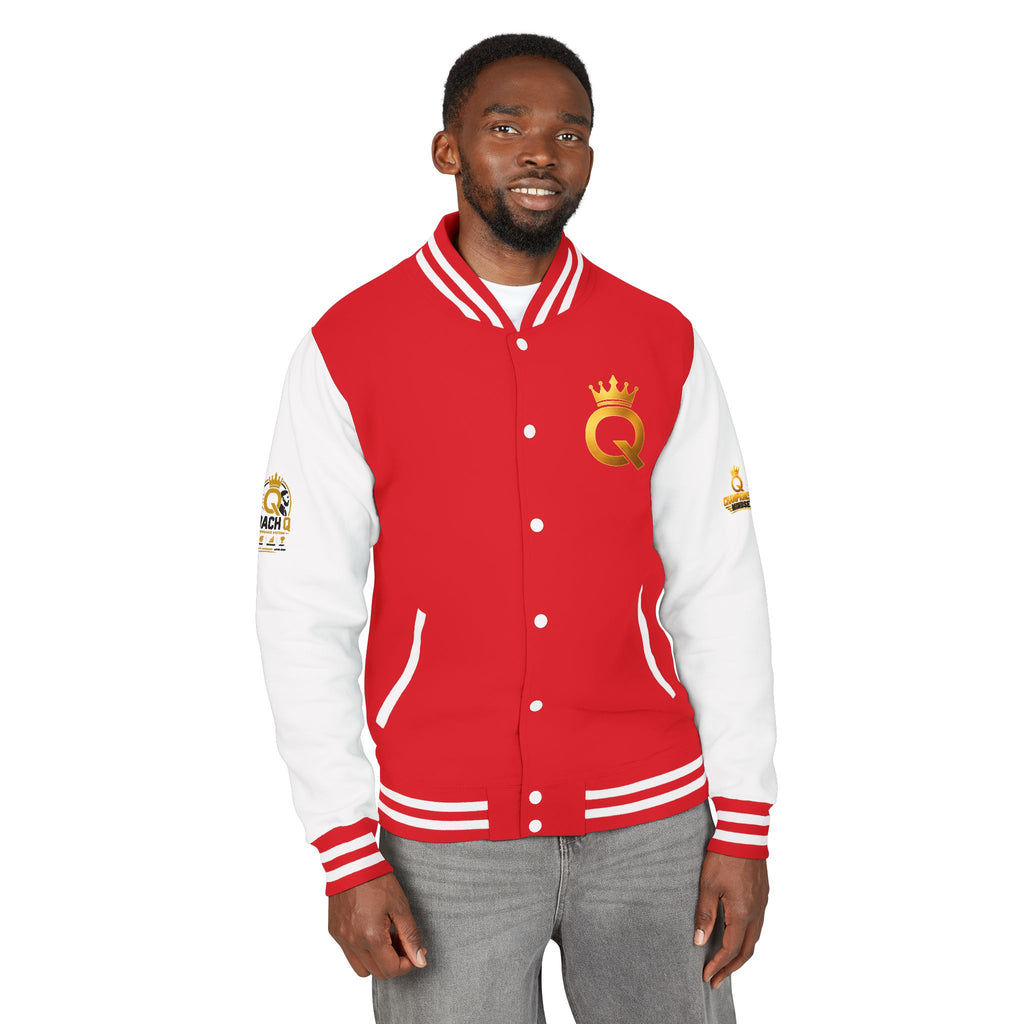 Letterman Jacket - "Game Changer" Red & White Varsity Jacket with Crown Q Logo