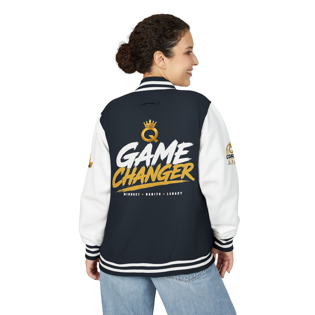 Letterman Jacket - "Game Changer" Red & White Varsity Jacket with Crown Q Logo