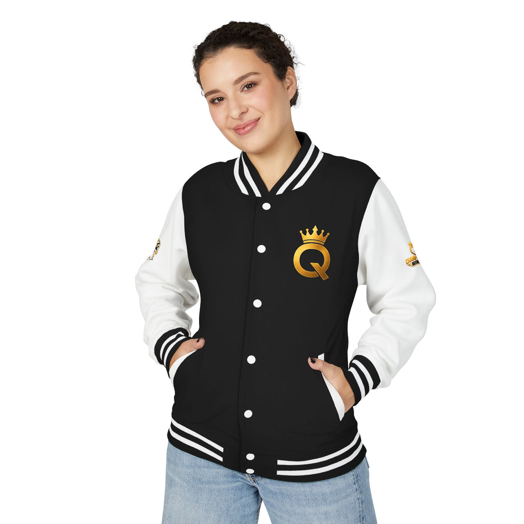 Letterman Jacket - "Game Changer" Red & White Varsity Jacket with Crown Q Logo
