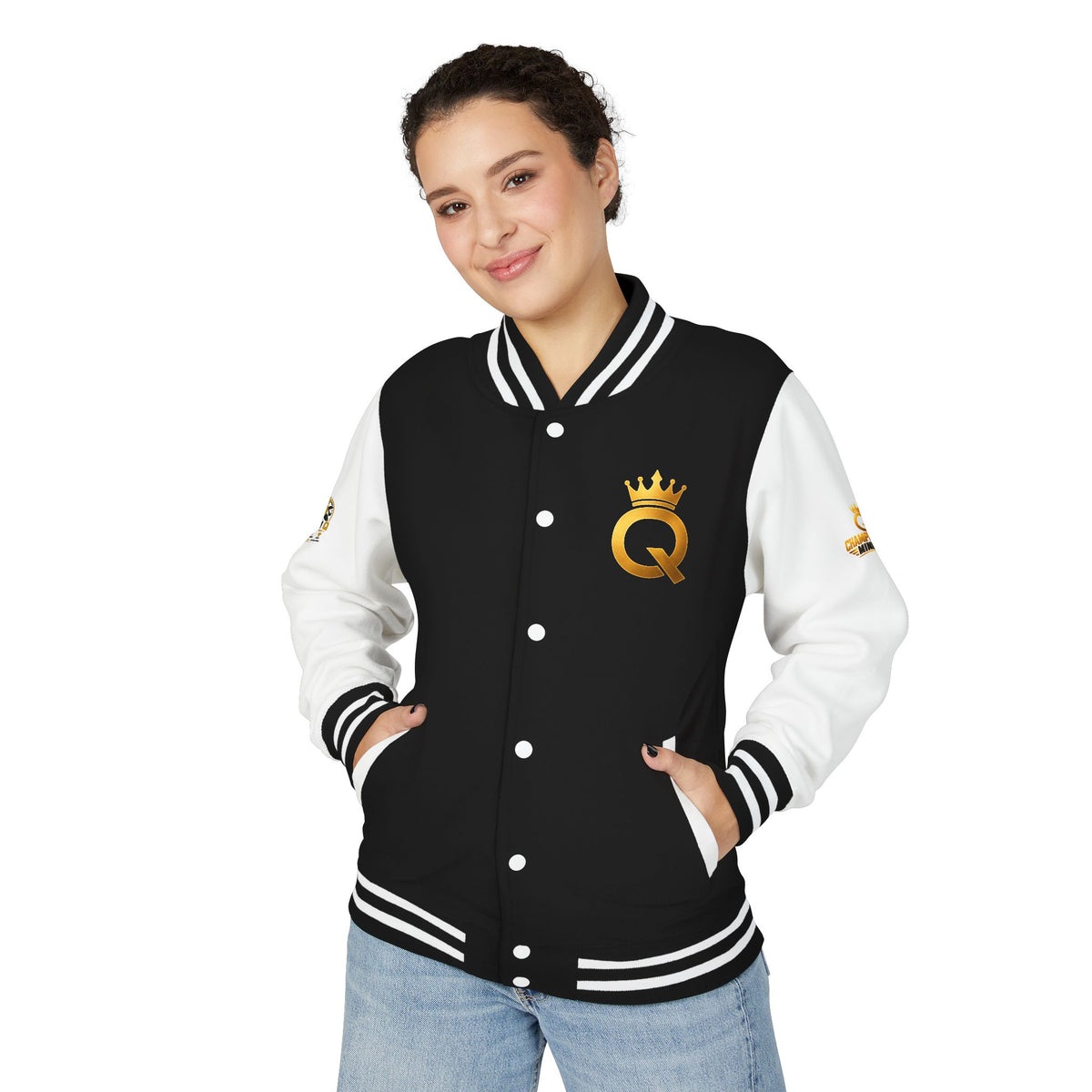 Letterman Jacket - "Game Changer" Red & White Varsity Jacket with Crown Q Logo